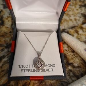 Diamond 1/10 CT Sterling Silver Necklace In Giftbox